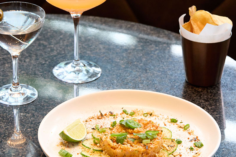 Willowsong meal with two cocktails